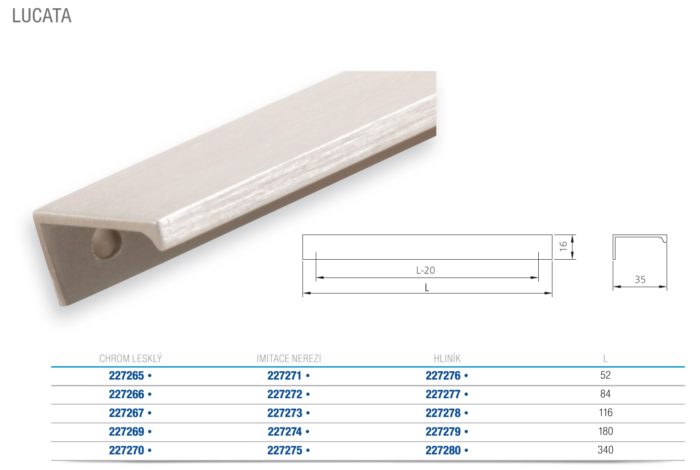 TULIP Úchytka Lucata 320 imitace nerezi