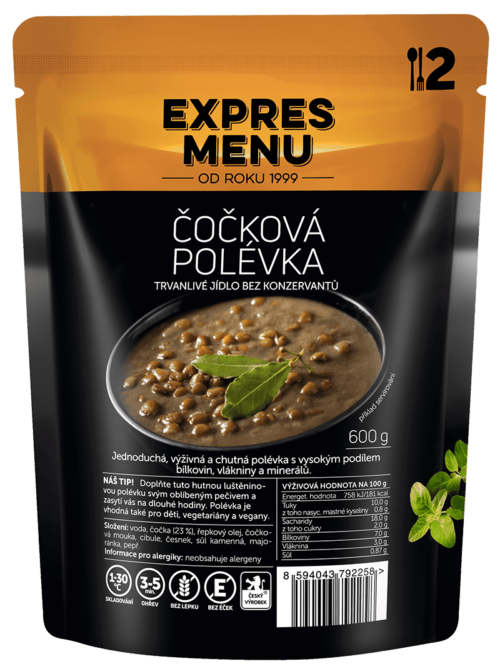 Čočková polévka(2 porce) Expres menu