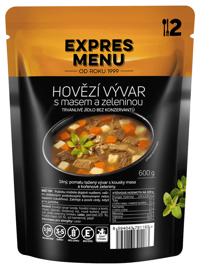 Vývar hovězí(2 porce) Expres menu