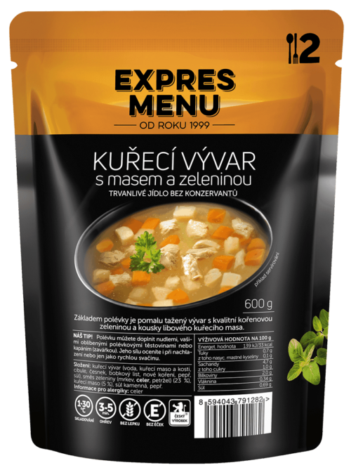 Kuřecí vývar se zeleninou(2 porce) Expres menu